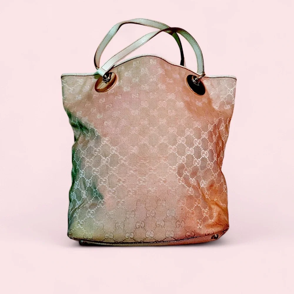 Authentic Gucci Pink GG Canvas Eclipse Tote Bag (Interior of bag is callout) - Picture 2 of 5